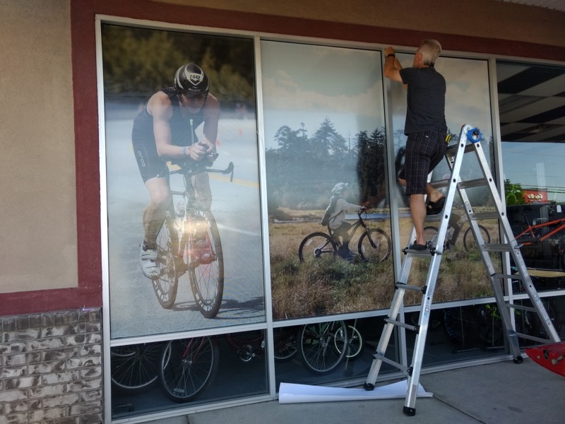Tooele Valley Bicycle &ndash; Perforated window layout design, production, and installation