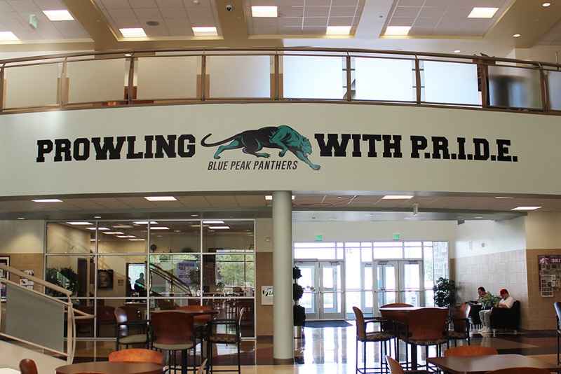 Blue Peak High School &ndash; Design, production and installation printed vinyl and cut vinyl  